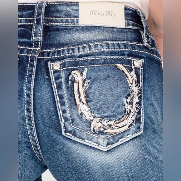 Miss Me Blue Jean Shorts Mid Rise Mid Short size 25 - Picture 6 of 6